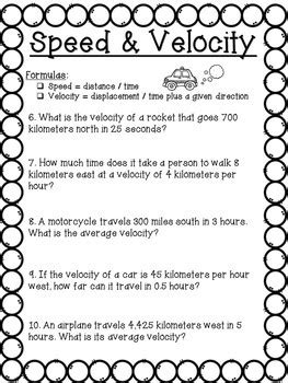 speed and velocity sample problems