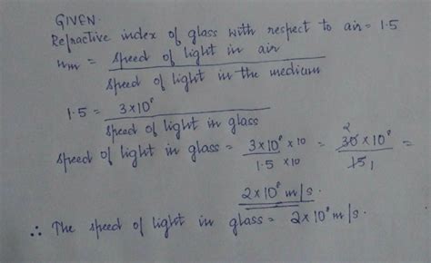 speed of light in medium of refractive index 1.5