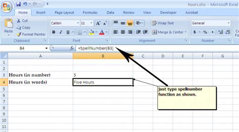 Excel convert number to text with Spell Number addin