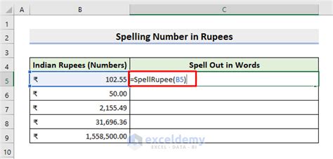 How to Spell Number in Rupees in Excel (With Easy Steps)