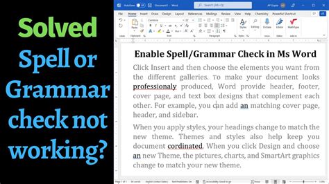 Spelling Check Does Not Work In Word