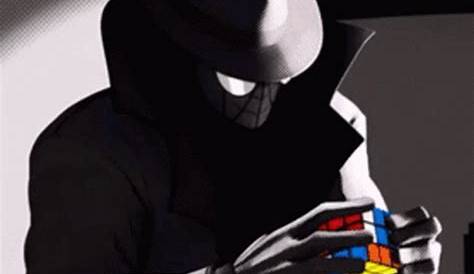 Black Spiderman with a Rubik Cube Fan Art Marvel