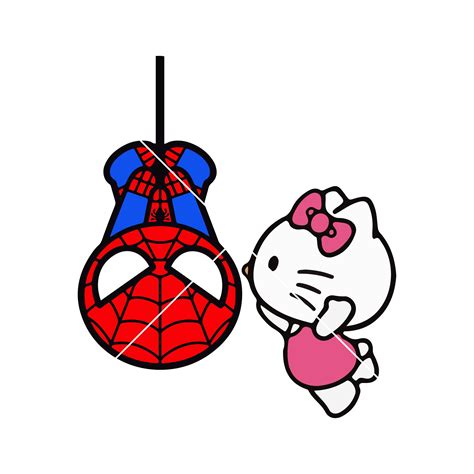 spider man and hello kitty kissing outline