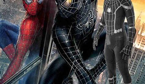 Black suit SpiderMan 3 film replica suit / mens boys