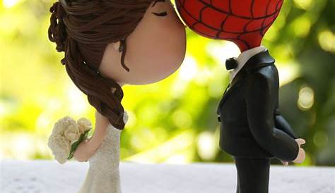 Classic Bride and Spiderman Wedding Cake Topper Figurine | Etsy