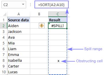 Spill Error Excel