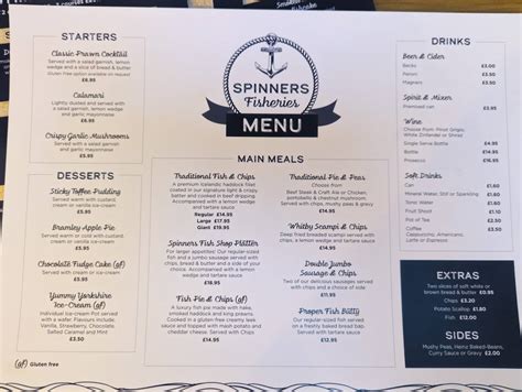 Spinners Fish And Chips Menu