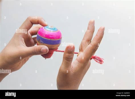 Classic Wooden Spinning Top Toy with String Stock Photo Image of indian, object 168452574