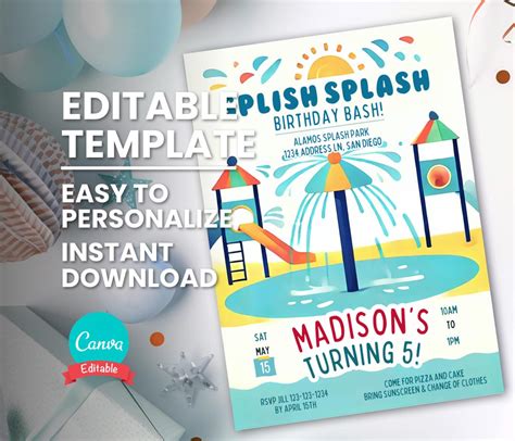 Splash Pad Birthday Invitations