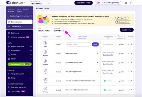 Splashlearn Teacher Code