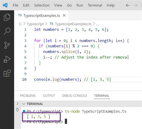 splice method in typescript