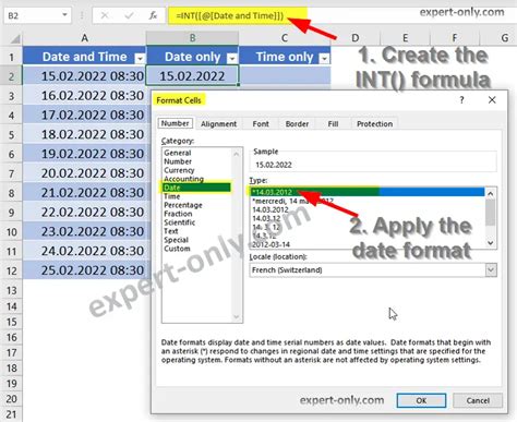 split date and time in excel formula