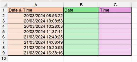 split date and time in same cell excel
