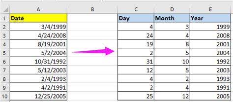 split day from date in excel