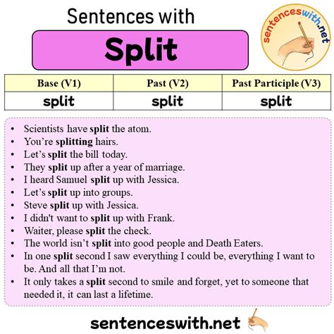 split in a sentence