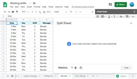 split sheets in google sheets