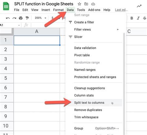 split text function google sheets