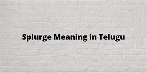 splurge meaning in telugu