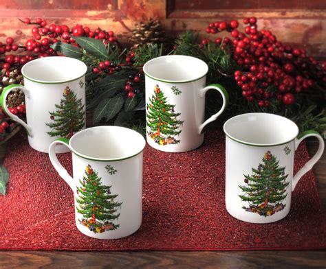spode christmas mugs set of 4