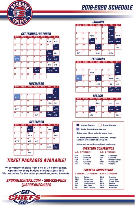 spokane chiefs game schedule