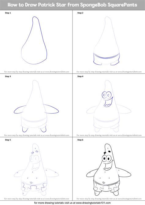 How To Draw Patrick From SpongeBob SquarePants 7 Steps
