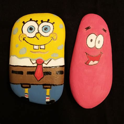 Spongebob And Patrick Painted Rocks