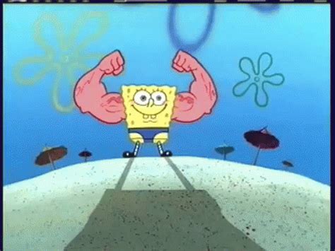 spongebob flexing
