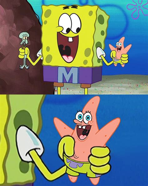 spongebob having fun meme