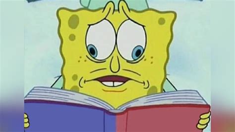 spongebob looking at book meme