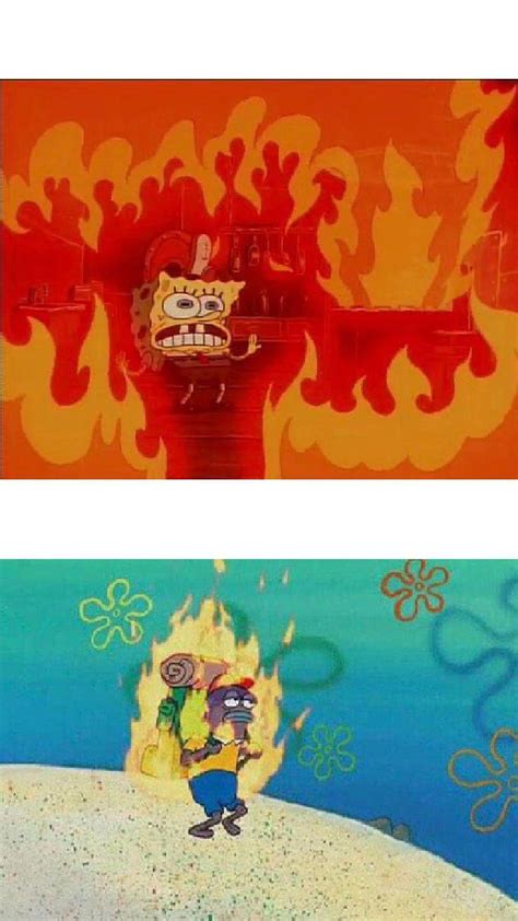 spongebob meme template fire