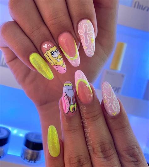 spongebob nail designs