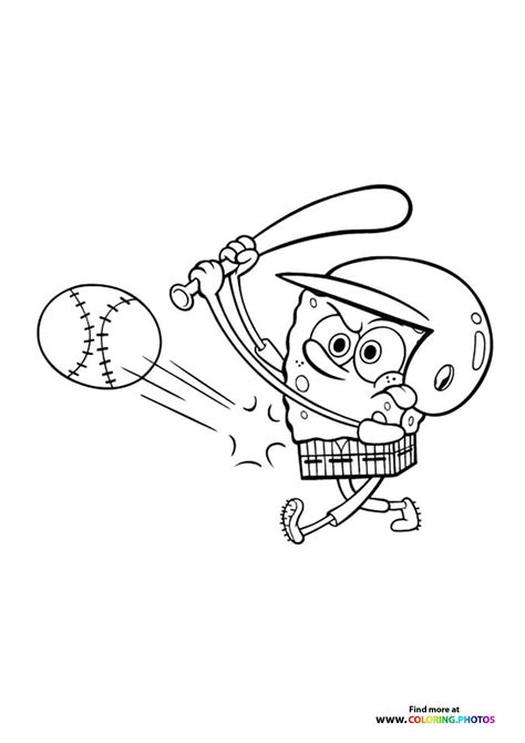 Spongebob Squarepants Coloring Page Baseball