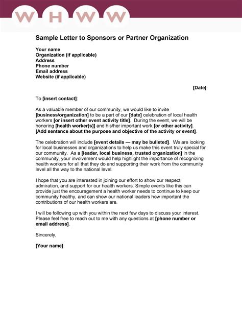 Sponsorship Letter Template Free Word's Templates