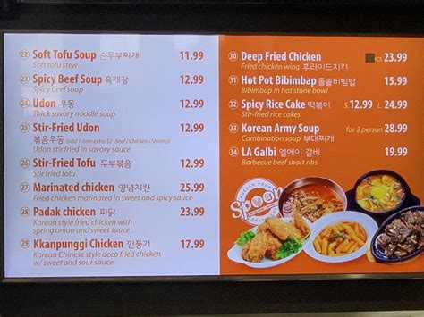 Spoon Korea Menu