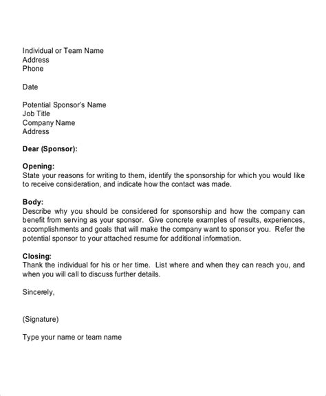 Printable Athletic Sponsorship Letter Template Pdf Sample in 2021
