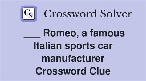 sports car romeo crossword clue