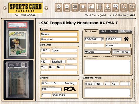 Sports Card Database Software