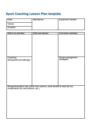 sports coaching session plan template
