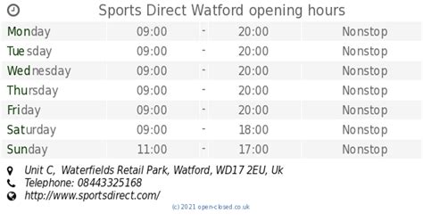 sports direct watford opening times