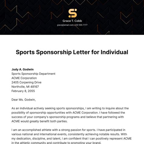 sports sponsorship letter examples