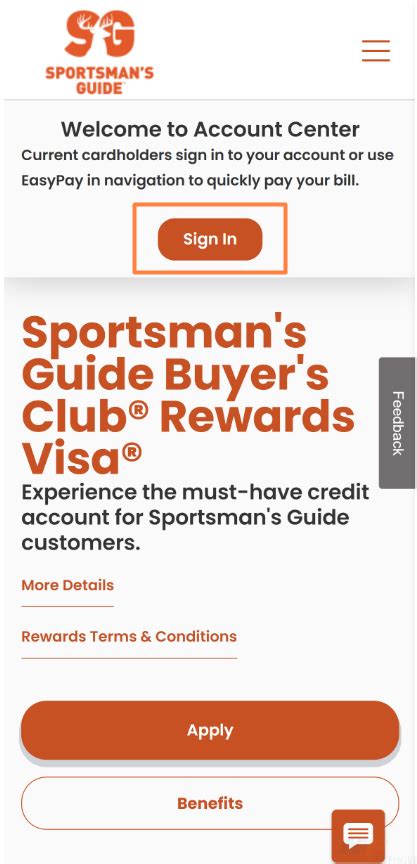 sportsman credit card sign in