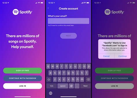 Spotify account creation