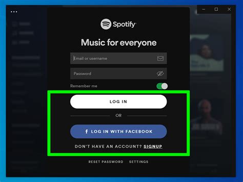 spotify login account page link facebook