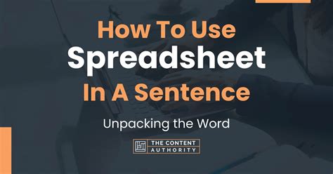 Spreadsheet Definition In A Sentence