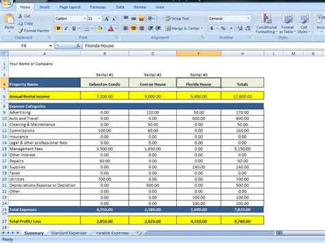 Spreadsheet Excel Template
