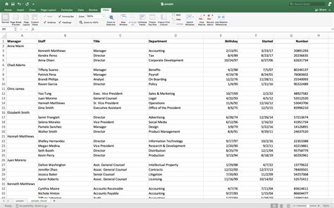 Spreadsheet Organization