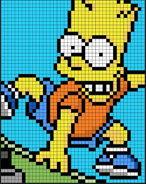 Spreadsheet Pixel Art Bart Simpson