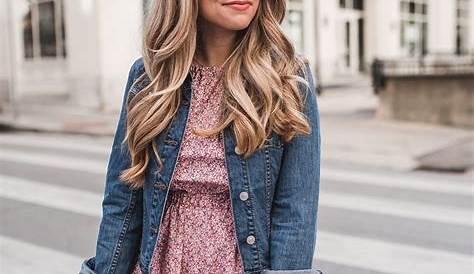 Spring Outfit With Denim Jacket A Dress + The Teacher Diva A