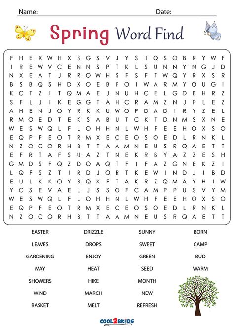 Difficult Spring Word Search Puzzle For Kids Free & Printable