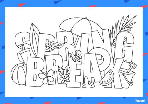 Spring Break Coloring Pages Printable
